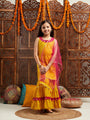 Pspeaches Girls Ethnic Motifs Printed Regular Mirror Work Kurta With Sharara & Dupatta (SHA-YELLOWBOOTI)