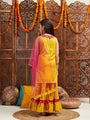 Pspeaches Girls Ethnic Motifs Printed Regular Mirror Work Kurta With Sharara & Dupatta (SHA-YELLOWBOOTI)