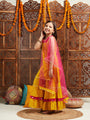 Pspeaches Girls Ethnic Motifs Printed Regular Mirror Work Kurta With Sharara & Dupatta (SHA-YELLOWBOOTI)