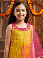 Pspeaches Girls Ethnic Motifs Printed Regular Mirror Work Kurta With Sharara & Dupatta (SHA-YELLOWBOOTI)