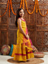 Pspeaches Girls Ethnic Motifs Printed Regular Mirror Work Kurta With Sharara & Dupatta (SHA-YELLOWBOOTI)