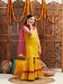 Pspeaches Girls Ethnic Motifs Printed Regular Mirror Work Kurta With Sharara & Dupatta (SHA-YELLOWBOOTI)