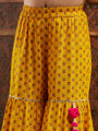 Pspeaches Girls Ethnic Motifs Printed Regular Mirror Work Kurta With Sharara & Dupatta (SHA-YELLOWBOOTI)