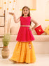 Girls Printed Regular Pure Cotton Kurta With Skirt (SHA-YELLOWLUREX)