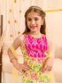Girls Floral Printed Regular Pure Cotton Kurta With Sharara & Dupatta (SHA-YELLOWPINKFLOWER)