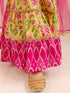 Girls Floral Printed Regular Pure Cotton Kurta With Sharara & Dupatta (SHA-YELLOWPINKFLOWER)