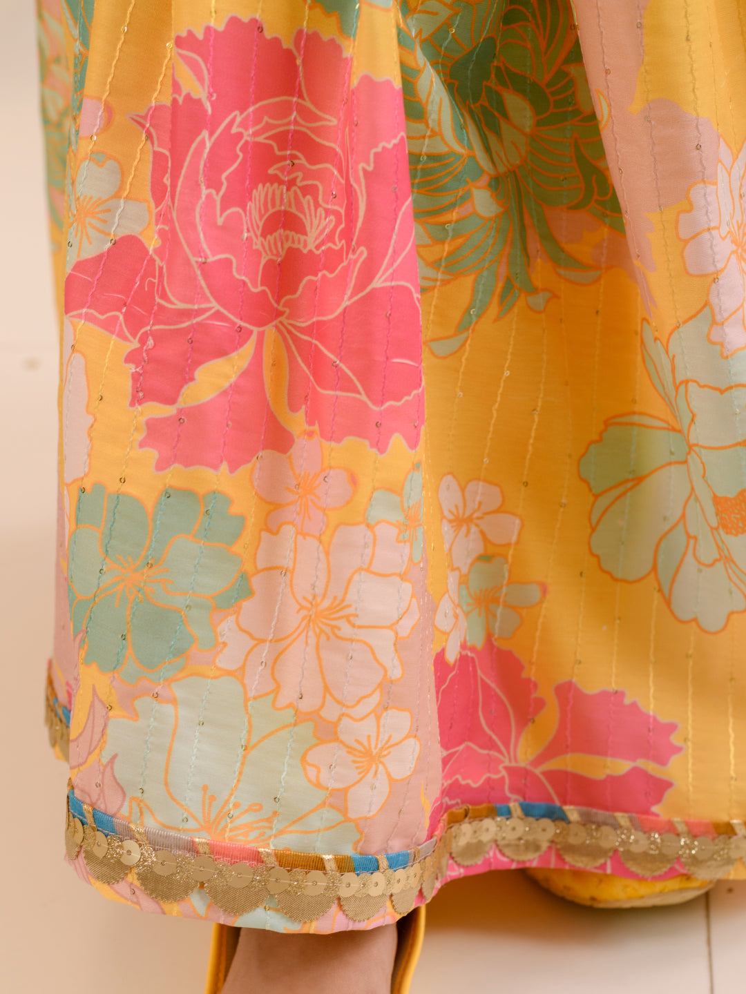 Girls Floral Printed Kurta with Sharara & With Dupatta (SHA-YELLOWSEQ)