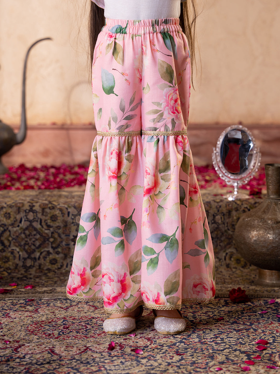 Pspeaches 3-Piece Peach Color Flex Kurta & Sharara With Dupatta (SHA25005501)