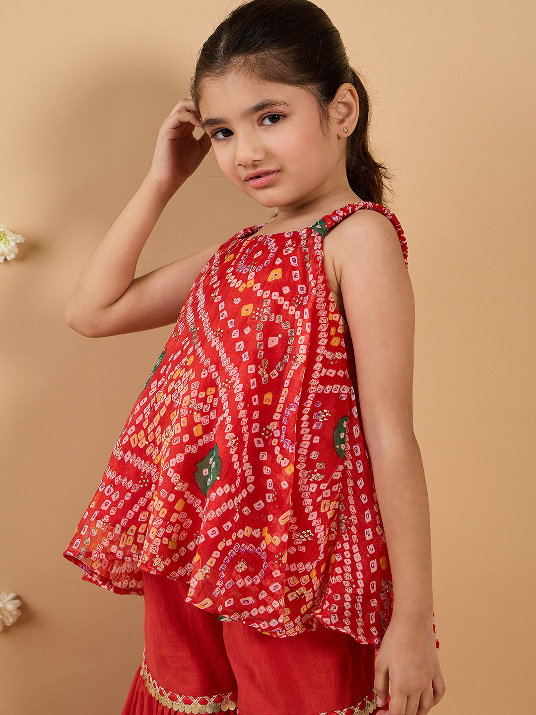 2-Piece Red Coloured Kurta And Sharara Set (SHA25005902)