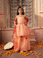 Pspeaches 3-Piece Peach Color Organza Kurta & Sharara With Dupatta (SHA25011006)