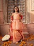 Pspeaches 3-Piece Peach Color Organza Kurta & Sharara With Dupatta (SHA25011006)