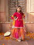 Pspeaches 3-Piece Magenta Color Cotton Kurta & Organza Sharara With Dupatta (SHA25014809)