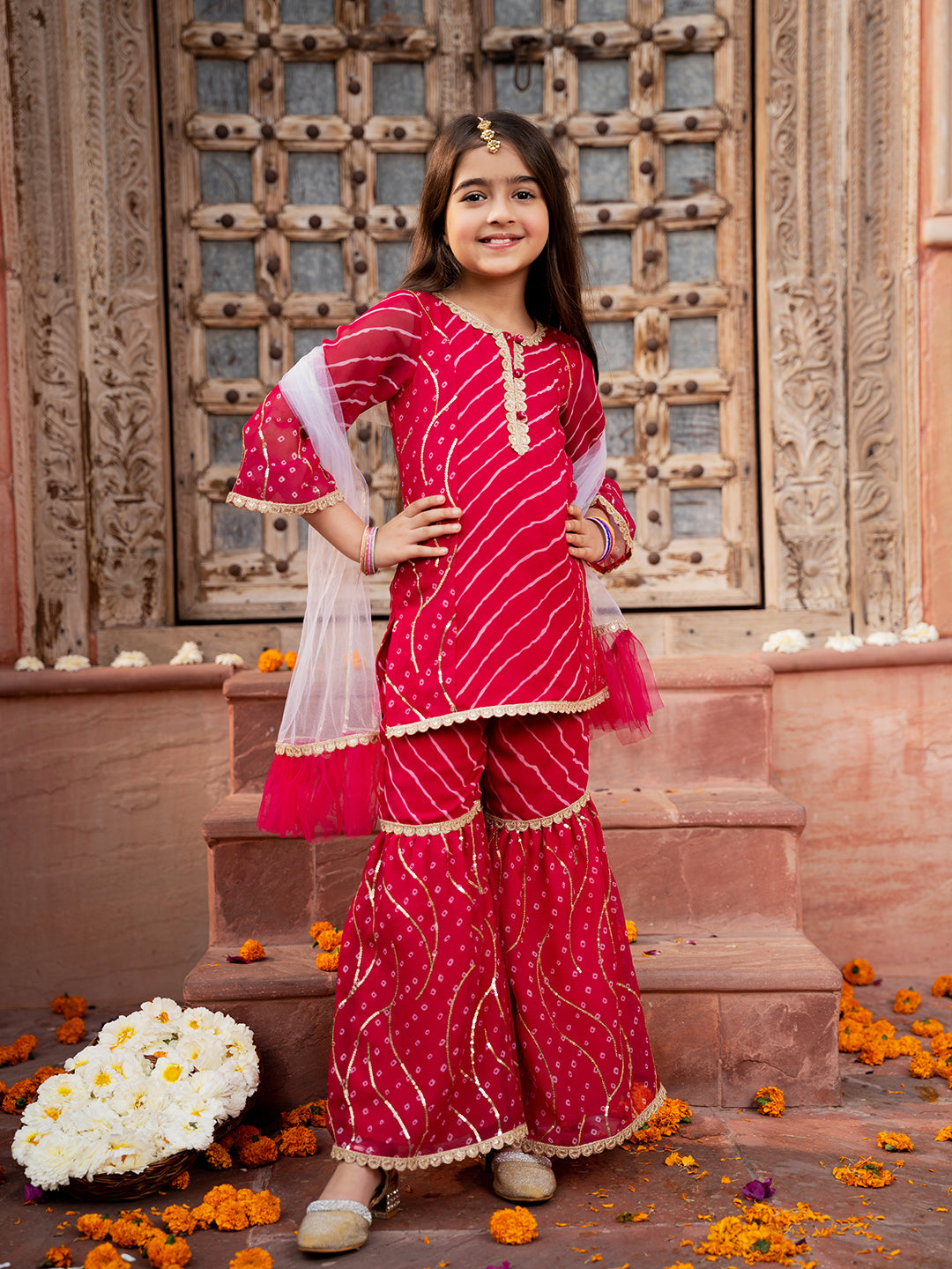 Pspeaches 3-Piece Magenta Color Georgette Kurta & Sharara With Dupatta (SHA25015010)