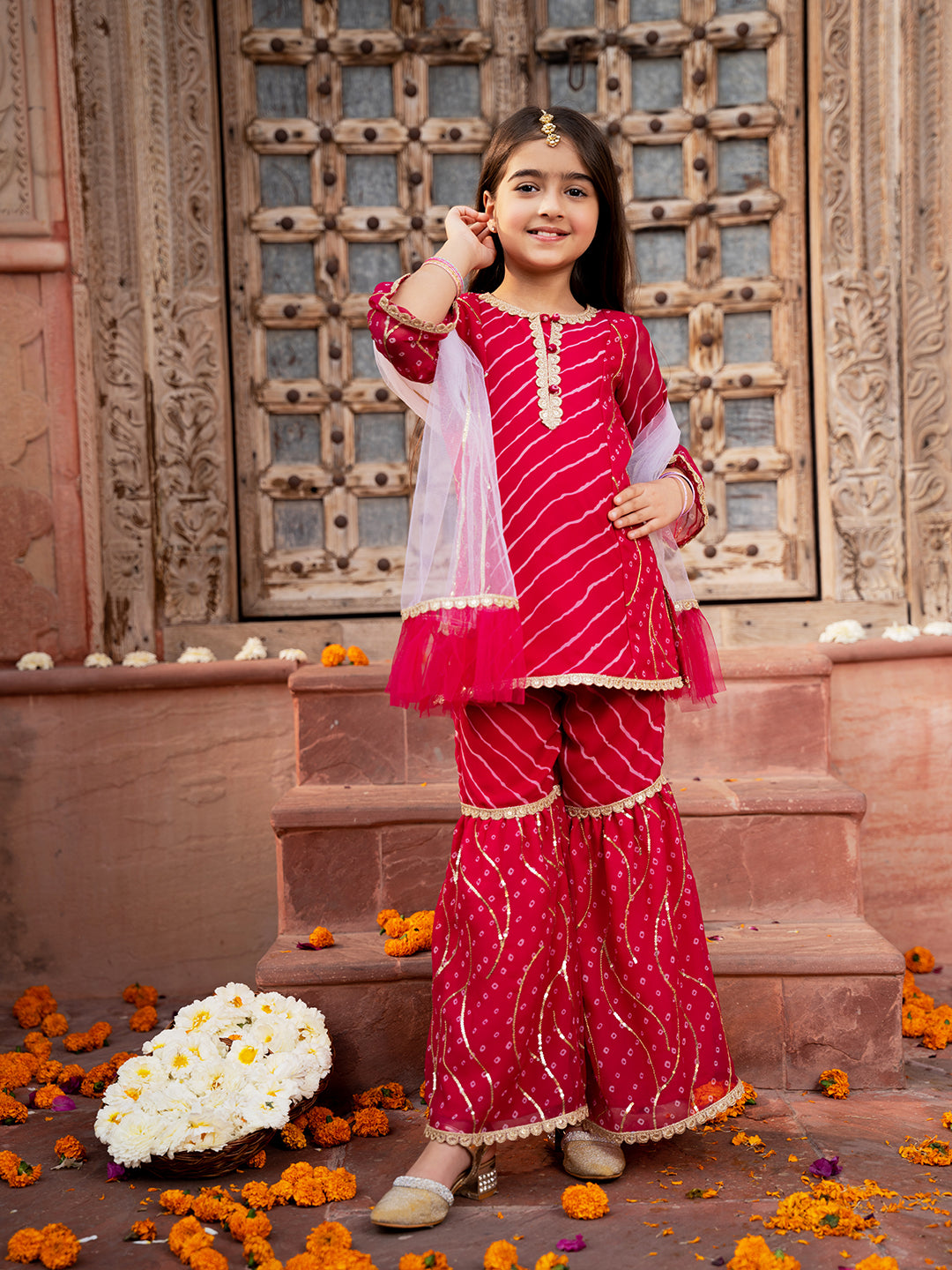 Pspeaches 3-Piece Magenta Color Georgette Kurta & Sharara With Dupatta (SHA25015010)