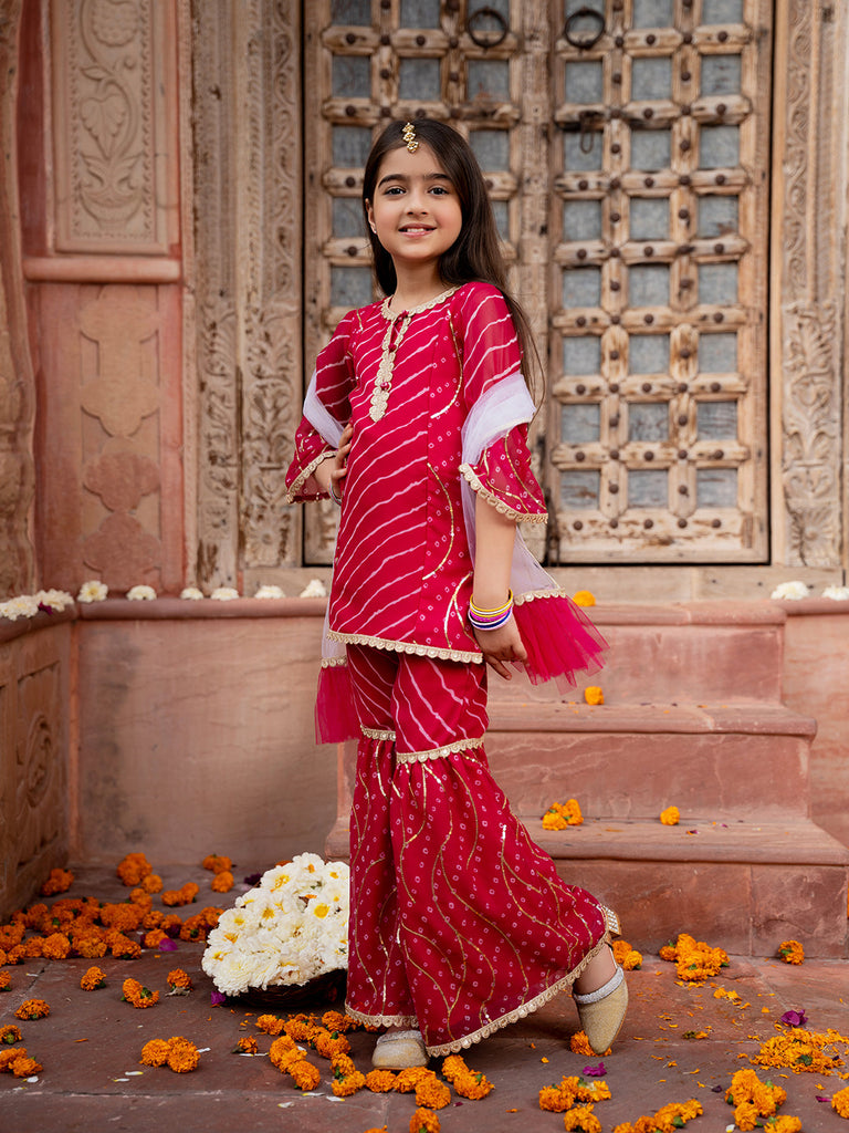 Pspeaches 3-Piece Magenta Color Georgette Kurta & Sharara With Dupatta (SHA25015010)