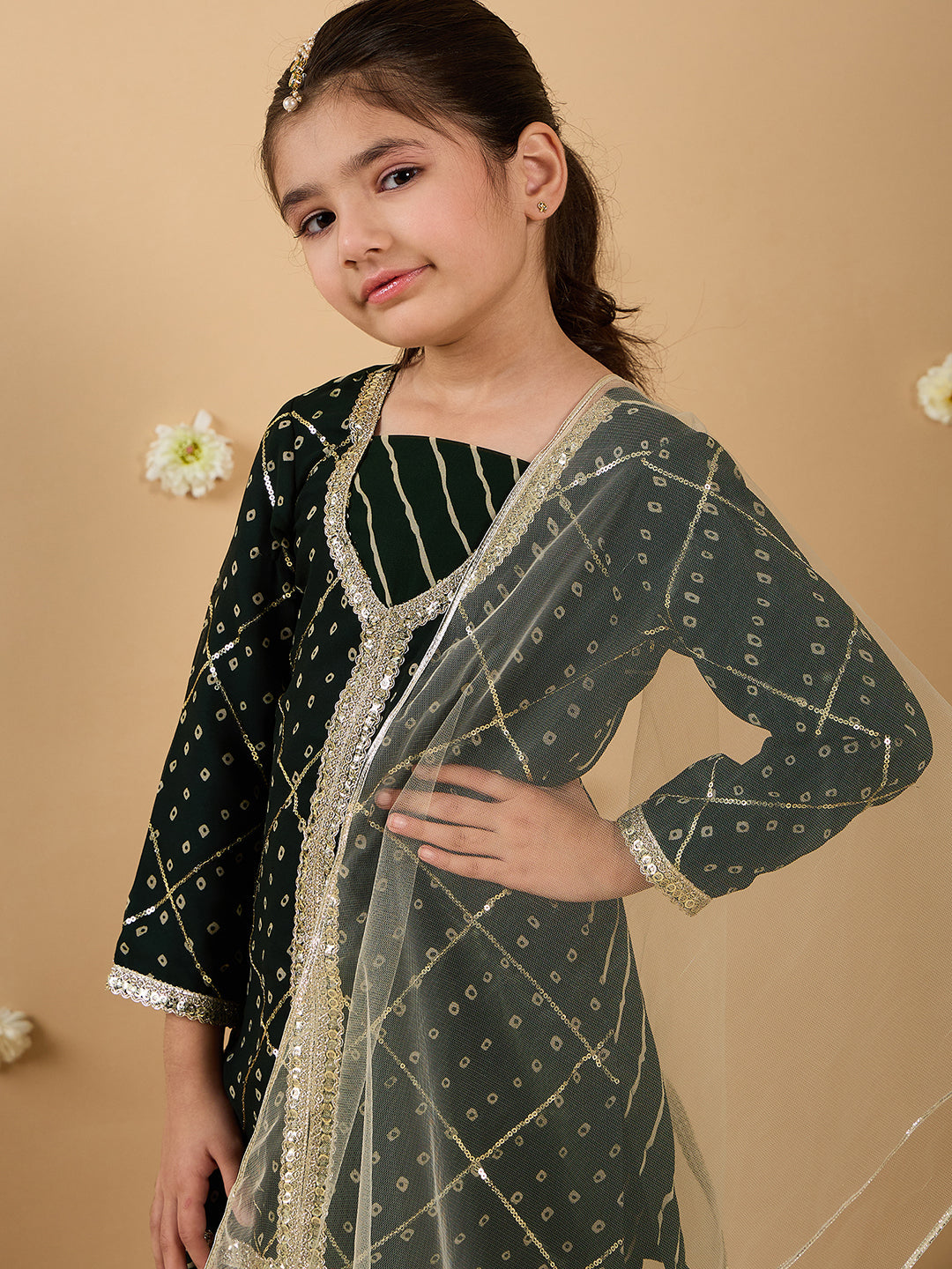Bottle Green Georgette Sharara Set With Dupatta (Sha25015111)