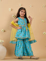 3-Piece Blue Sharara Set With Dupatta (Sha25017319)