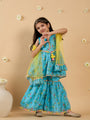 3-Piece Blue Sharara Set With Dupatta (Sha25017319)
