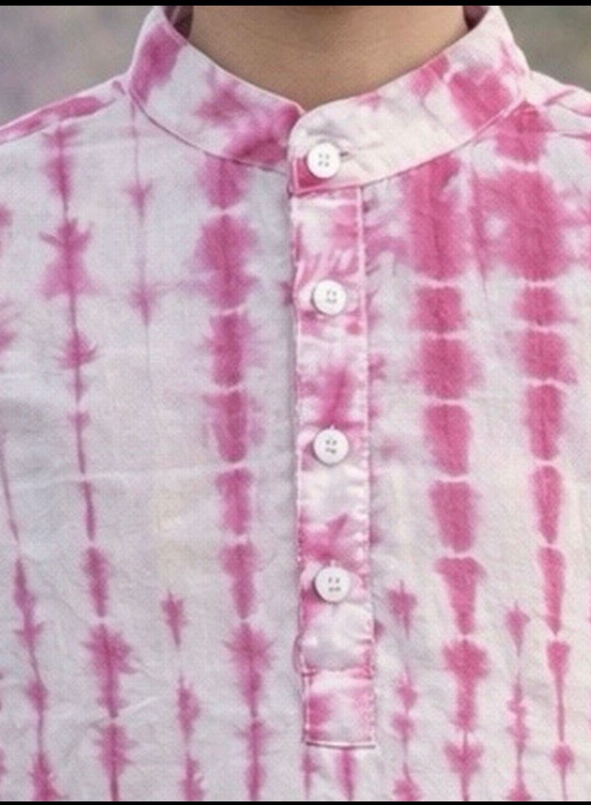 Pspeaches Boys White Ethnic shibori Straight Fit Cotton Kurta Shirt ( Sku-Shkp-Puleshibori )