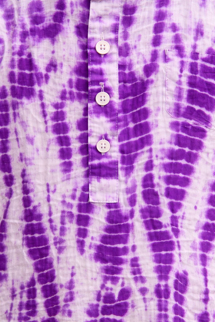 Pspeaches Boys White Ethnic shibori Straight Fit Cotton Kurta Shirt ( Sku-Shkp-Purple2 )