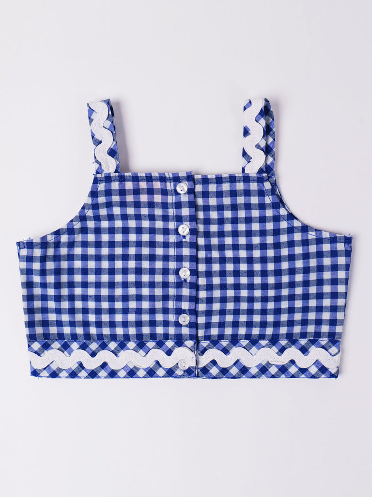 2-Piece Blue Cotton Top & Skirt Set (SK25008807)
