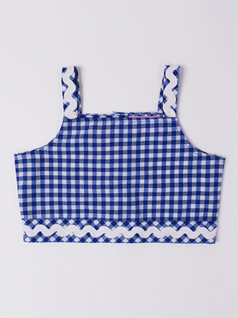 2-Piece Blue Cotton Top & Skirt Set (SK25008807)