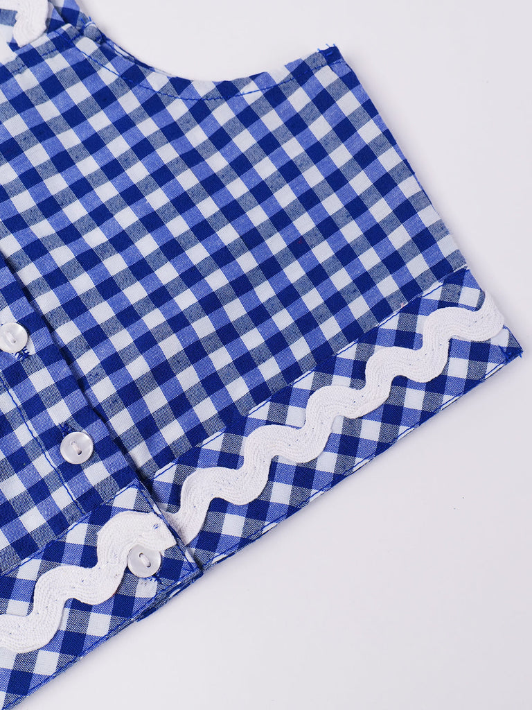 2-Piece Blue Cotton Top & Skirt Set (SK25008807)