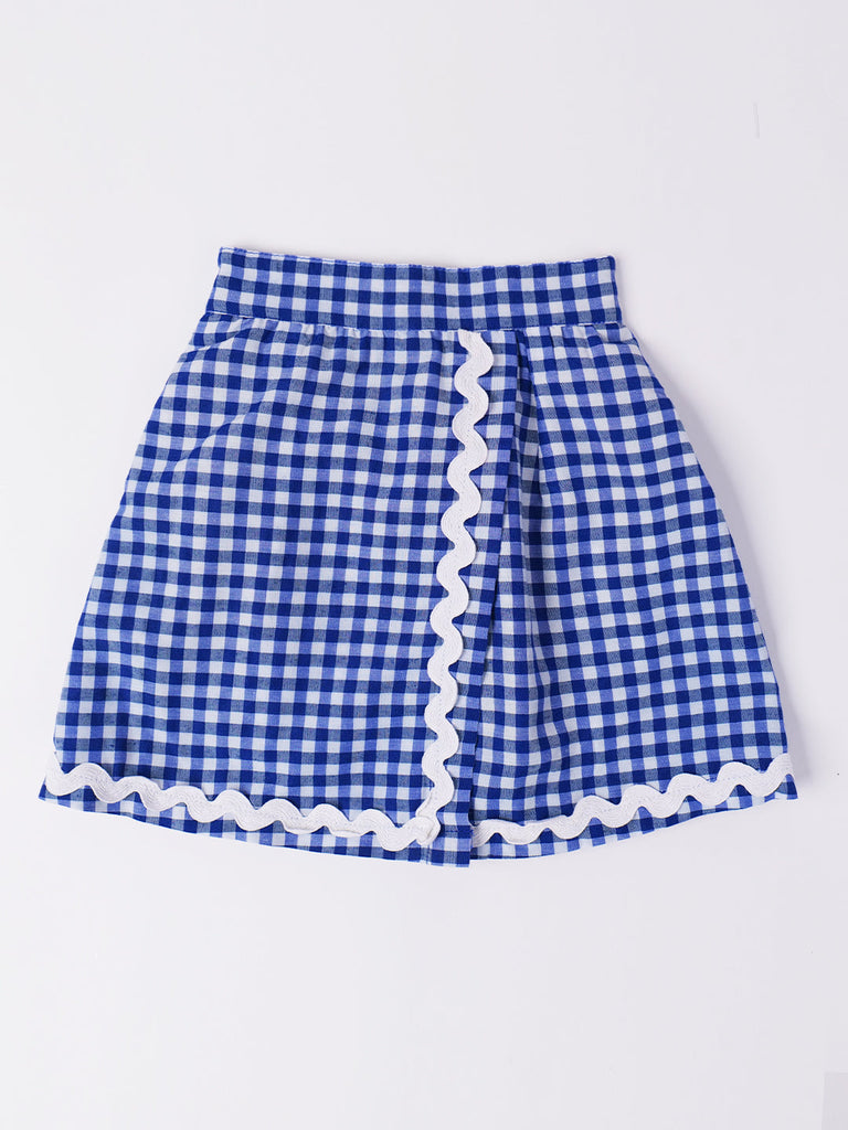 2-Piece Blue Cotton Top & Skirt Set (SK25008807)