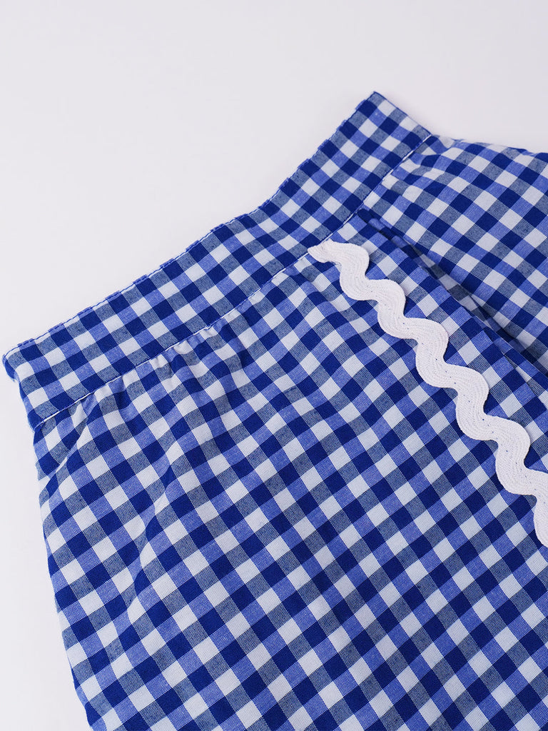 2-Piece Blue Cotton Top & Skirt Set (SK25008807)