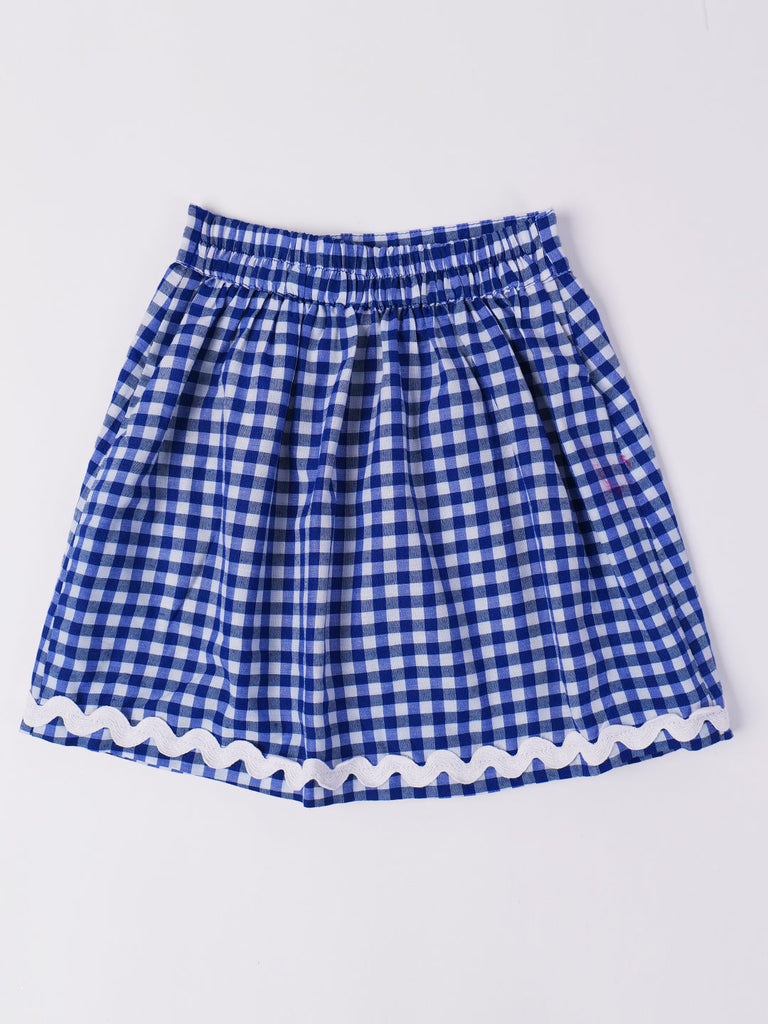 2-Piece Blue Cotton Top & Skirt Set (SK25008807)