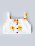 White Top And Skirt Set With Yellow Floral Print (Sk25018012)