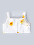 White Top And Skirt Set With Yellow Floral Print (Sk25018012)