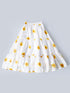 White Top And Skirt Set With Yellow Floral Print (Sk25018012)