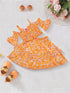 Pspeaches 2-Piece Orange Color Rayon Top & Skirt Set (SK25020013)
