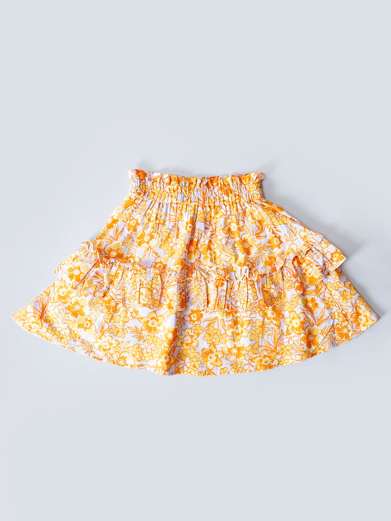 Pspeaches 2-Piece Orange Color Rayon Top & Skirt Set (SK25020013)