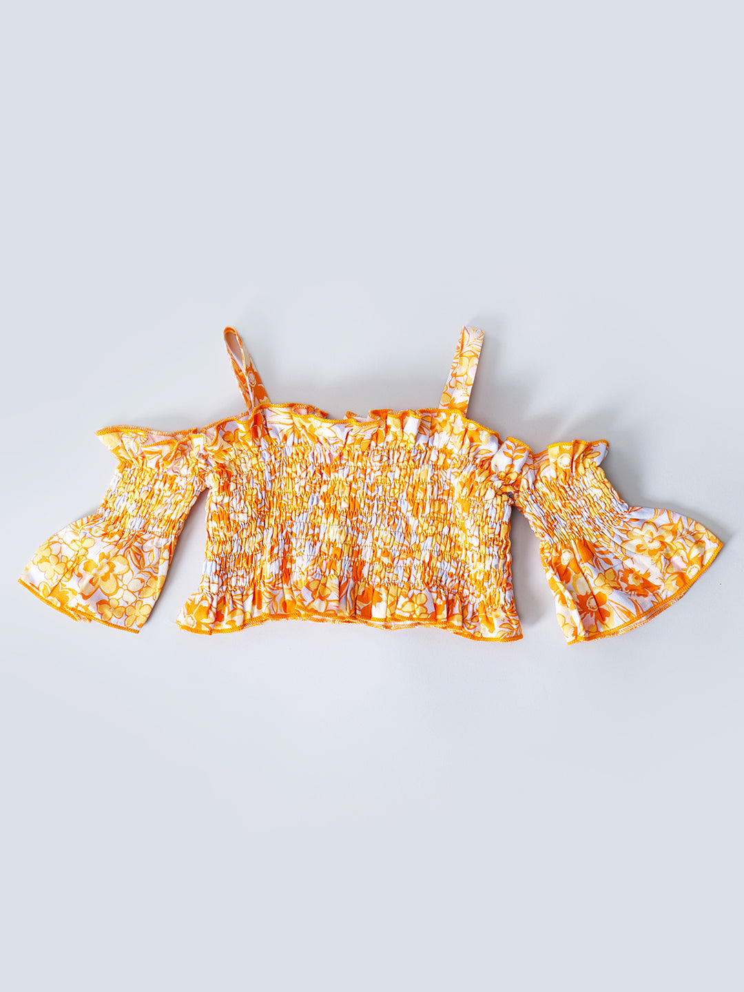 Pspeaches 2-Piece Orange Color Rayon Top & Skirt Set (SK25020013)