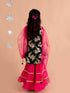 Girls Floral Printed Panelled Kurti with Skirt & With Dupatta (sha-Bottlegreenfoil)