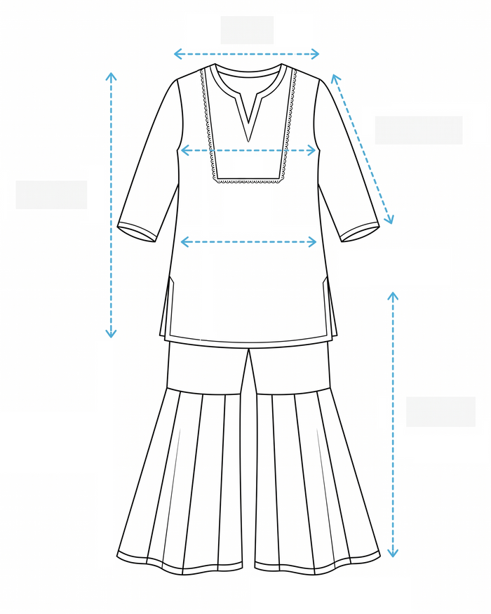 Pspeaches Girls Green Bandhani Printed Pure Cotton A-Line Kurta with Sharara & Dupatta (SKU-SHA-Greenbandhni) size chart