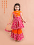 Girls Magenta & Orange Printed Angrakha Cotton Kurta Set (Sha-Jaalmagenta)