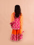 Girls Magenta & Orange Printed Angrakha Cotton Kurta Set (Sha-Jaalmagenta)