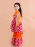 Girls Magenta & Orange Printed Angrakha Cotton Kurta Set (Sha-Jaalmagenta)