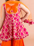 Girls Magenta & Orange Printed Angrakha Cotton Kurta Set (Sha-Jaalmagenta)