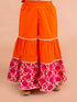 Girls Magenta & Orange Printed Angrakha Cotton Kurta Set (Sha-Jaalmagenta)