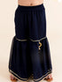 Pspeaches Girls Floral Embroidered Layered Kurta with Sharara & With Dupatta (SHA-NAVY BLUE SEQ)