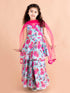 Girls Blue Floral Printed Angrakha Gotta Patti Pure Cotton Kurti with Sharara With Dupatta (Sha-bluemultiggt)