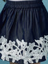 Girls Pink self design Top Round Neck short sleeves Polyester Fabric Top with Skirt (sk-denimlace)