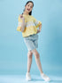 Girls Lace Insert Cotton Peplum Top (t-lemonpep)