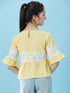Girls Lace Insert Cotton Peplum Top (t-lemonpep)