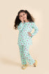 Girls Yellow Sea Green Pure Cotton 3-Piece Night Suit (NW-Cupcakes)