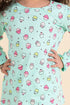 Girls Yellow Sea Green Pure Cotton 3-Piece Night Suit (NW-Cupcakes)